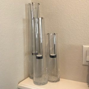 3 glass tea light candle holders